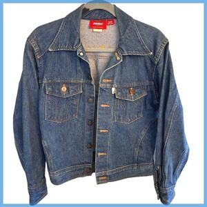 Vintage Dickies Denim Good Times Jean Trucker Jacket Size 36 Embroidery RN 20697